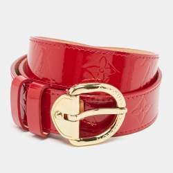 Pre Owned Louis Vuitton Red Monogram Vernis Ceinture Buckle Belt 80CM