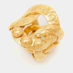 Pre Owned Louis Vuitton Martelé Gold Tone Ring Size 52.5 