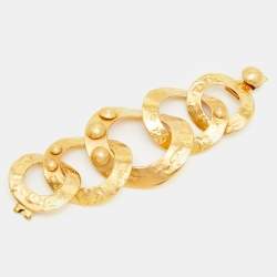 Louis Vuitton Martelé Gold Tone Bracelet