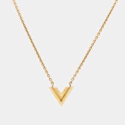 Louis Vuitton Essential V Gold Tone Necklace