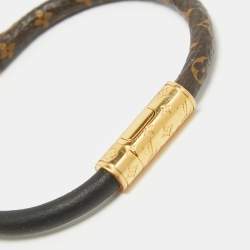 Pre Owned Louis Vuitton Black Leather and Monogram Canvas Daily Confidential Bracelet