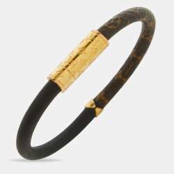 Pre Owned Louis Vuitton Black Leather and Monogram Canvas Daily Confidential Bracelet