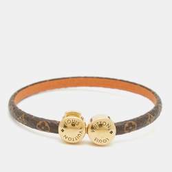 Pre Owned Louis Vuitton Brown Monogram Canvas Gold Tone Mini Historic Bracelet