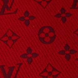 Louis Vuitton Red Wool & Silk Jacquard Logomania Scarf