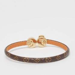 Pre Owned Louis Vuitton Historic Mini Monogram Canvas Gold Tone Bracelet