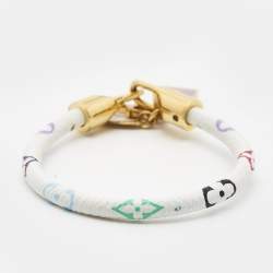 مملوكة مسبقًا Louis Vuitton Luck It Enamel COated Canvas Gold Tone Bracelet