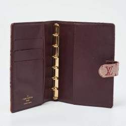 Pre Owned Louis Vuitton Cherry Mini Lin Canvas Small Ring Agenda PM Cover