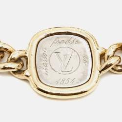 Pre Owned Louis Vuitton Maison Fondée en 1854 Curb Chain Two Tone Bracelet