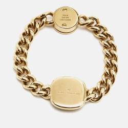Pre Owned Louis Vuitton Maison Fondée en 1854 Curb Chain Two Tone Bracelet
