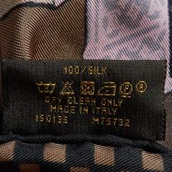 Pre Owned Louis Vuitton Brown Monogram Trunk Print Silk Scarf