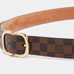 Pre Owned Louis Vuitton Mini Damier Ebene Canvas Trunk Buckle Belt 90 CM