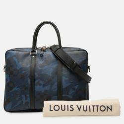 Pre Owned Louis Vuitton Blue Damier Cobalt Camouflage Porte Documents Voyage PM
