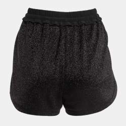 Louis Vuitton Black Lurex Knit Metallic Badge Detail Shorts L