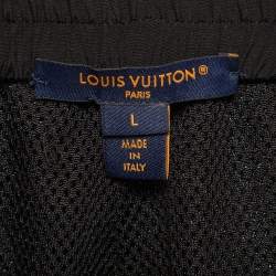 Louis Vuitton Black Lurex Knit Metallic Badge Detail Shorts L
