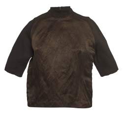 Pre Owned Louis Vuitton Brown Silk and Wool Blend Raglan Sleeves T-shirt S