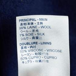 Louis Vuitton Navy Blue Monogram Wool Zip-Up Hooded Coat S