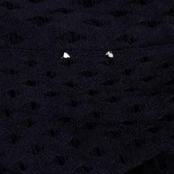 Louis Vuitton Navy Blue Pointelle Knit Sheer Sweatshirt M