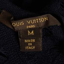 Louis Vuitton Navy Blue Pointelle Knit Sheer Sweatshirt M