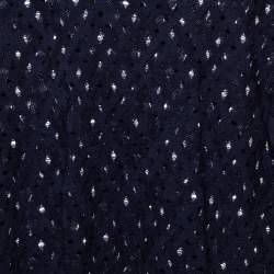 Louis Vuitton Navy Blue Pointelle Knit Sheer Sweatshirt M