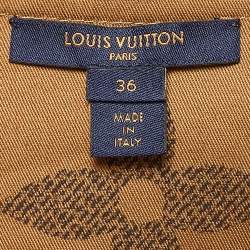 Pre Owned Louis Vuitton Brown Printed Cotton Front Zipped Mini Dress S