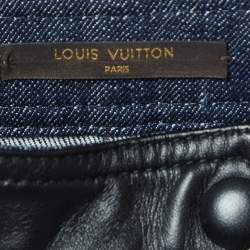 Louis Vuitton Navy Blue Leather Trim Denim Straight Jeans M Waist 31"