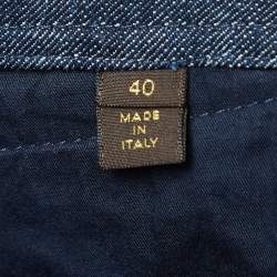 Louis Vuitton Navy Blue Leather Trim Denim Straight Jeans M Waist 31"