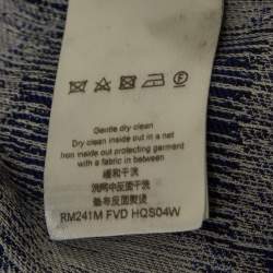 Louis Vuitton Navy Blue Checkered Patterned Wool Shirt M