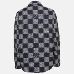 Louis Vuitton Navy Blue Checkered Patterned Wool Shirt M