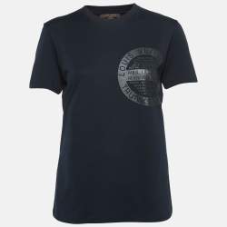 Louis Vuitton Black Logo Stamp Print Cotton Knit T-Shirt M