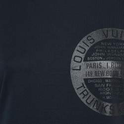 Louis Vuitton Black Logo Stamp Print Cotton Knit T-Shirt M