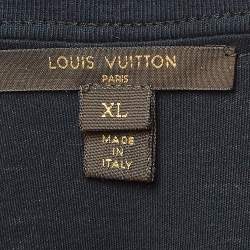 Pre Owned Louis Vuitton Black Monogram Print & Striped Tank Top XL