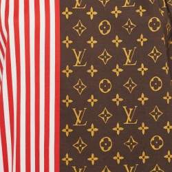 Pre Owned Louis Vuitton Black Monogram Print & Striped Tank Top XL