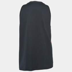 Pre Owned Louis Vuitton Black Monogram Print & Striped Tank Top XL