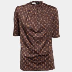 Louis Vuitton Brown Monogram Print Jersey Top S