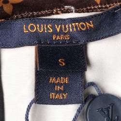 Louis Vuitton Brown Monogram Print Jersey Top S