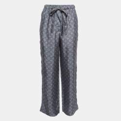 Louis Vuitton Blue Monogram Print Silk Wide-Leg Pants S