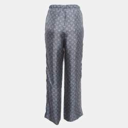 Louis Vuitton Blue Monogram Print Silk Wide-Leg Pants S