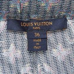 Louis Vuitton Blue Monogram Print Silk Wide-Leg Pants S