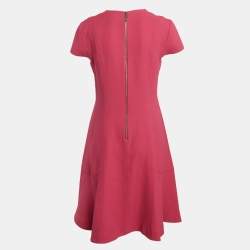 Pre Owned Louis Vuitton Pink Silk V-Neck Panelled Short Dress M