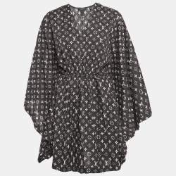 Louis Vuitton Black Monogram Cotton Kaftan Mini Dress S