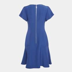 Pre Owned Louis Vuitton Blue Silk V-Neck Panelled Short Dress M