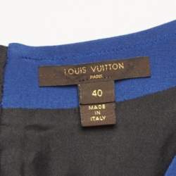 Pre Owned Louis Vuitton Blue Silk V-Neck Panelled Short Dress M