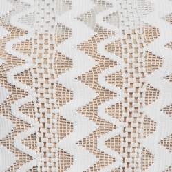 Pre Owned Louis Vuitton White Lace and Knit Trim Neck Mini Dress S