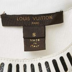 Pre Owned Louis Vuitton White Lace and Knit Trim Neck Mini Dress S
