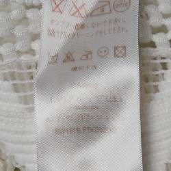 Pre Owned Louis Vuitton White Lace and Knit Trim Neck Mini Dress S