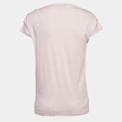 Pre Owned Louis Vuitton Pink Cotton Jersey Brooch Detail Top L