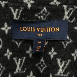 Louis Vuitton Black Wool Monogram Open-Front Hooded Coat M