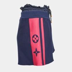 Louis Vuitton Blue Contrast Side Knit Ruffled Waist Shorts M