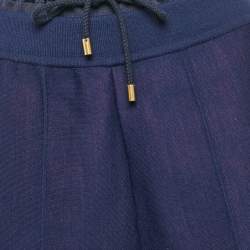 Louis Vuitton Blue Contrast Side Knit Ruffled Waist Shorts M