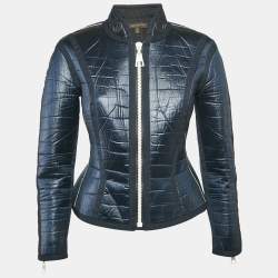 Louis Vuitton Navy Blue Textured Neoprene Biker Jacket M